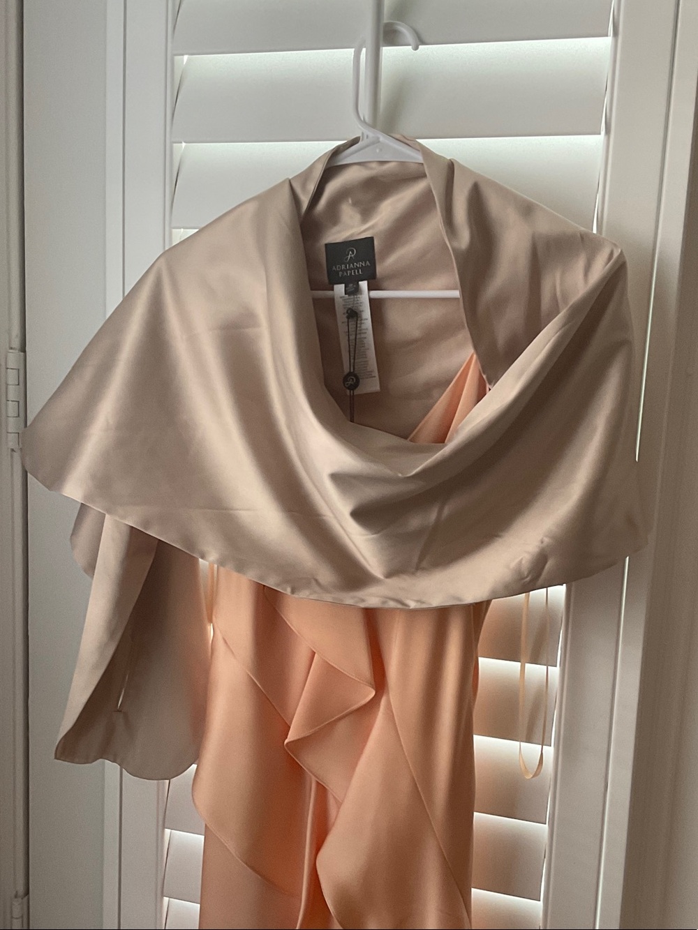 Adrianna Papell Cream Shawl with Peach Dress Accent